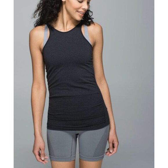 Lululemon In The Flow Tank Top Heathered Black Size 4 - Picture 1 of 3
